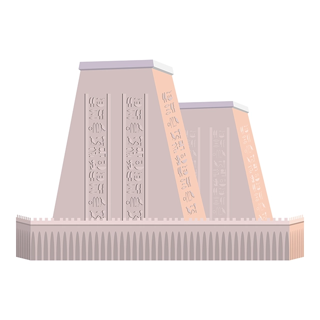 Beautiful ancient Egyptian architecture vector graphic on white background with CC0 license, ideal for design projects and animation.