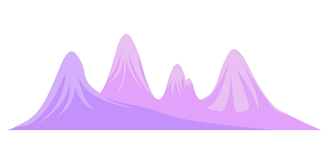 Beautiful distance mountain vector graphic on white background with CC0 license, ideal for design projects and animation.