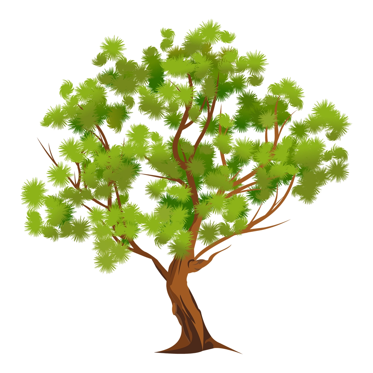 Beautiful tree, large tree vector graphic on white background with CC0 license, ideal for design projects and animation.