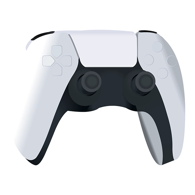 Beautiful white gamepad vector graphic on white background with CC0 license, ideal for design projects and animation.