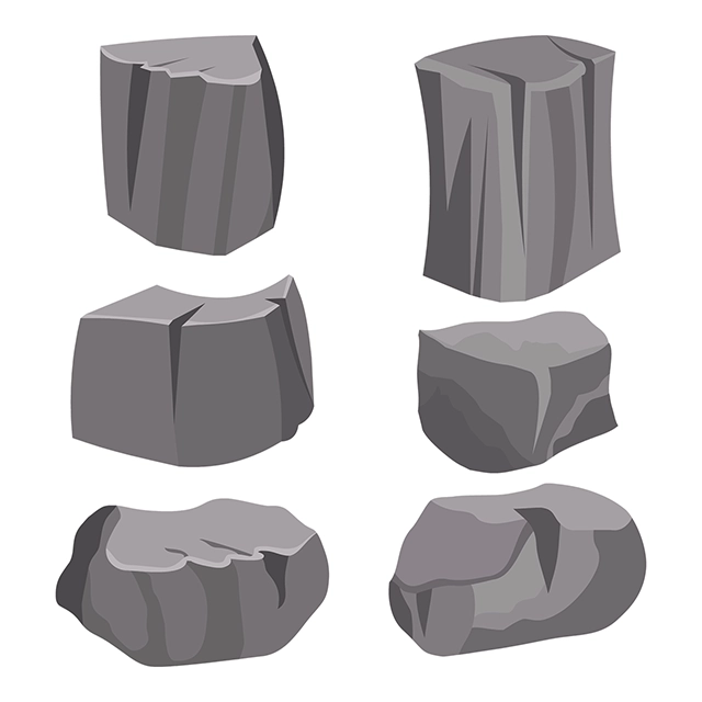 Black granite rocks vector graphic on white background with CC0 license, ideal for design projects and animation.