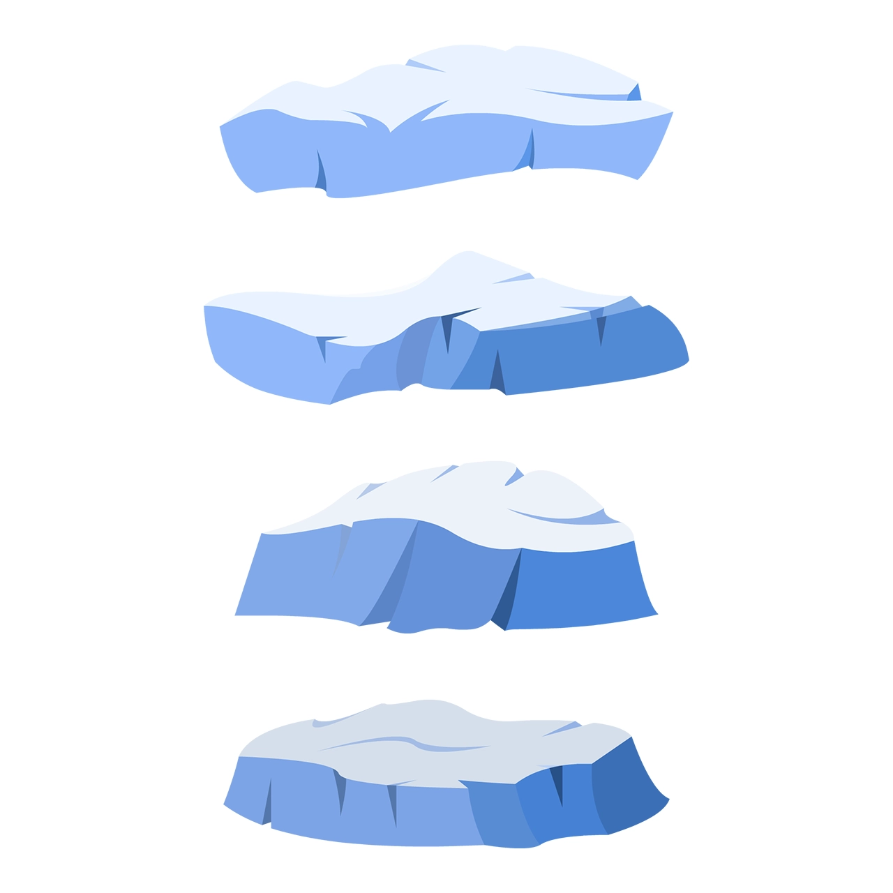 Set of blue rocks vector graphic on white background with CC0 license, ideal for design projects and animation.