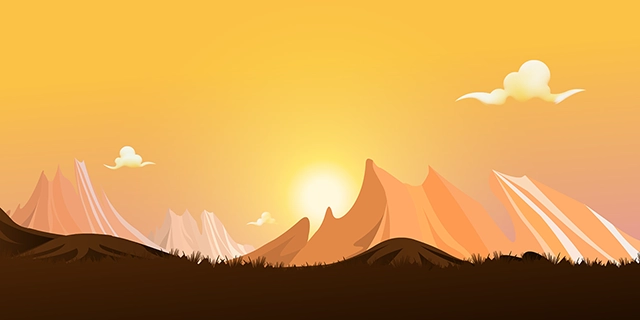 Stunning sunset over mountain landscape vector graphic with CC0 license, ideal for design projects and animation.